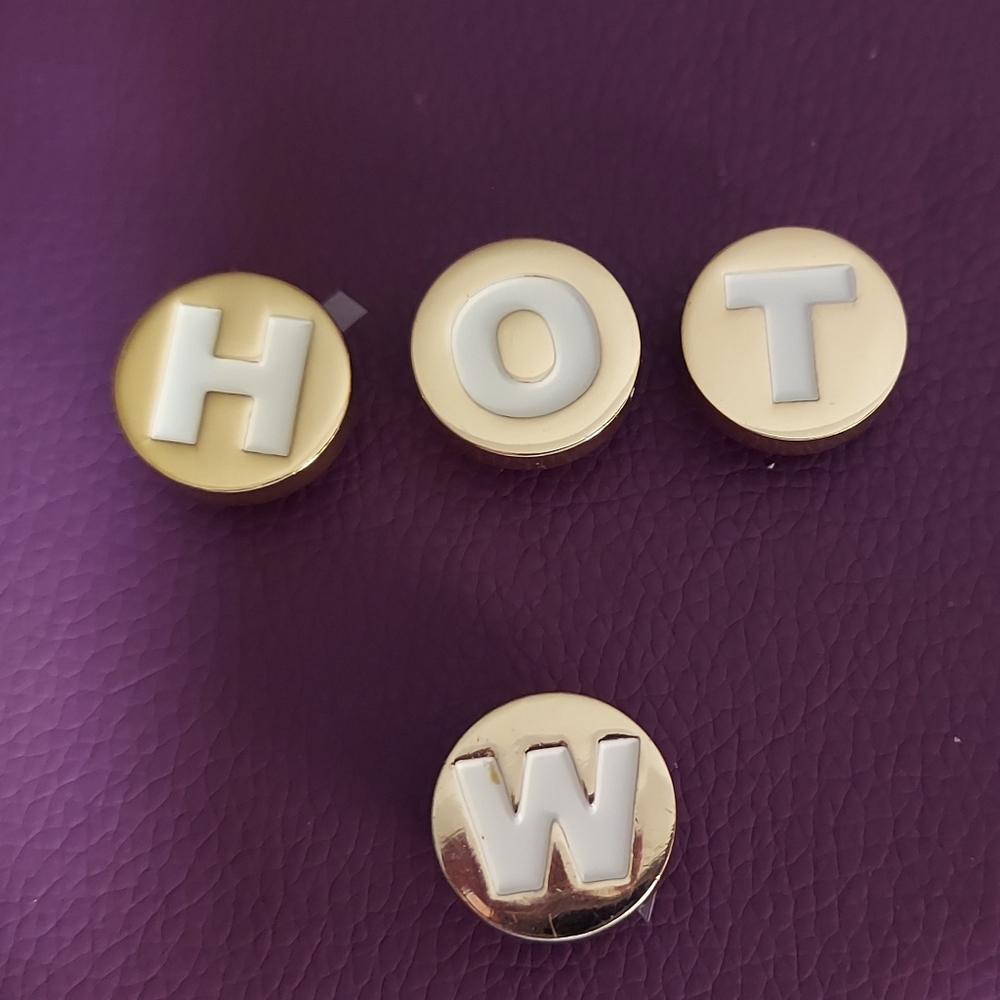Crocs Jibbitz Gold Metal Letters - Lot Of 4